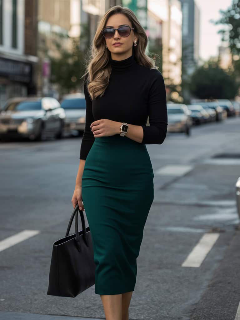 Abito verde smeraldo elegante e sofisticato per look boss chic