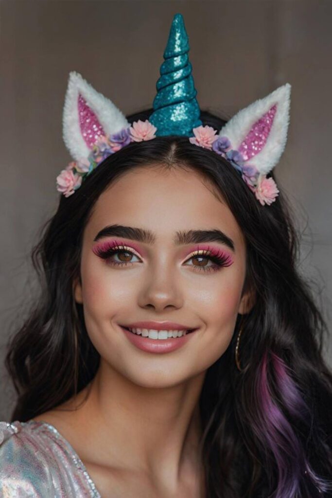 Fairy Unicorn Makeup look semplificato con dettagli brillanti