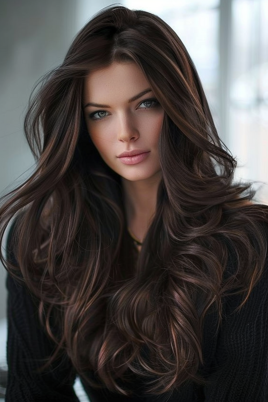 Capelli castano intenso con riflessi lucidi