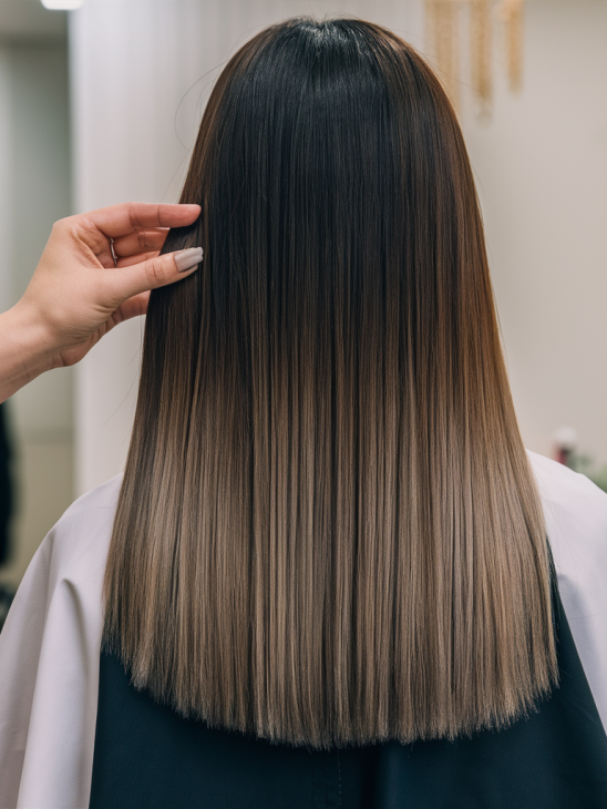 Capelli castano scuro con riflessi mogano